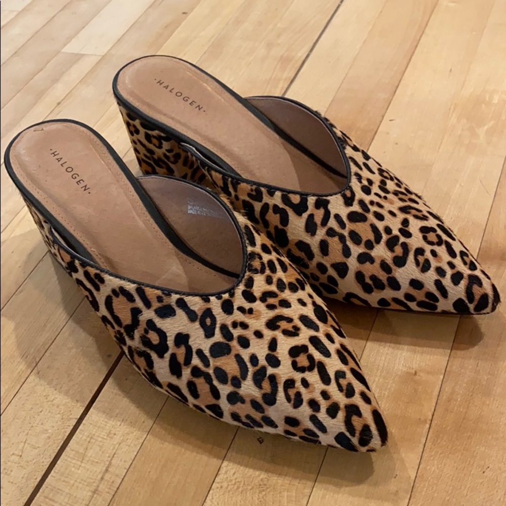 Leopard Print Halogen Mules